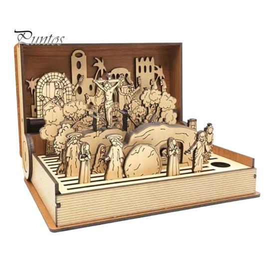 

Декор сцены пасхального воскресения, семейный пасхальный подарок на Страстную неделю, набор деревянных книг «сделай сам», религиозный сувенир на Пасху, украшение стола, рассказывание историй