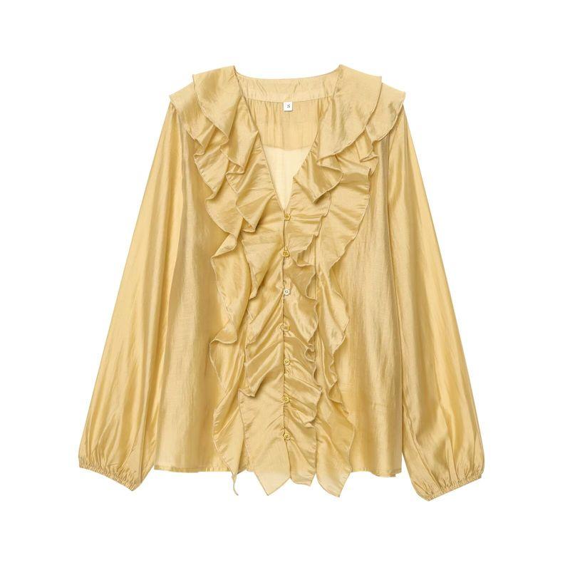 

Kaslead New Arrival Women s Fashion Style Fashion Minimalist Laminated Decoration Shirt 9479040 Picture Color L