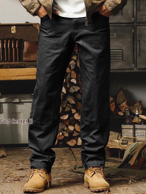 

Американские ретро мужские осенние свободные прямые потертые рабочие брюки лесоруба 2XL fits 88-100 kg чёрный