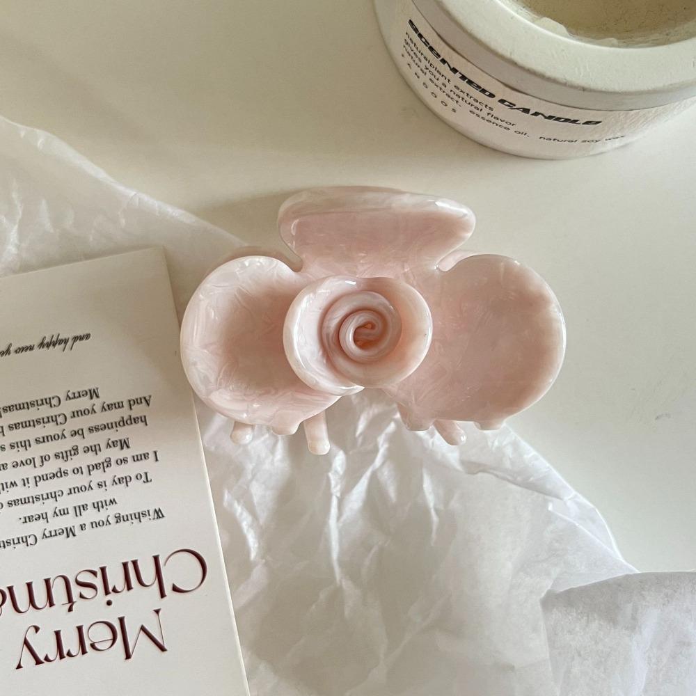 French Style Acetic Acid Hair Clip Medium Size Shark Clip Sweet Flower Hair Claw Girls