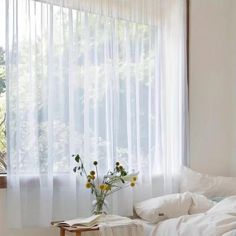 S-Vouw Witte Tule Transparante Gordijnen voor Woonkamer Eetkamer Slaapkamer Tule Gordijn voor Ramen Doorzichtig Voile Elegant Deur 1 PC W100cmxH130cm&Rod pocket&1 panel