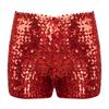 Kids Boys Girls Dance Shorts Shiny Sequins Solid Color Good Elastic Waist Stage Performance Athletic Wear