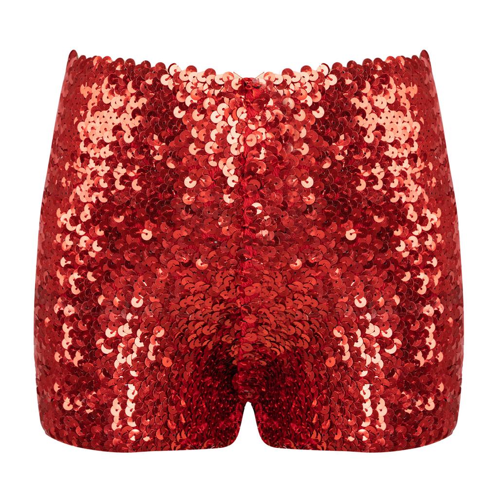 Kids Boys Girls Dance Shorts Shiny Sequins Solid Color Good Elastic Waist Stage Performance Athletic Wear