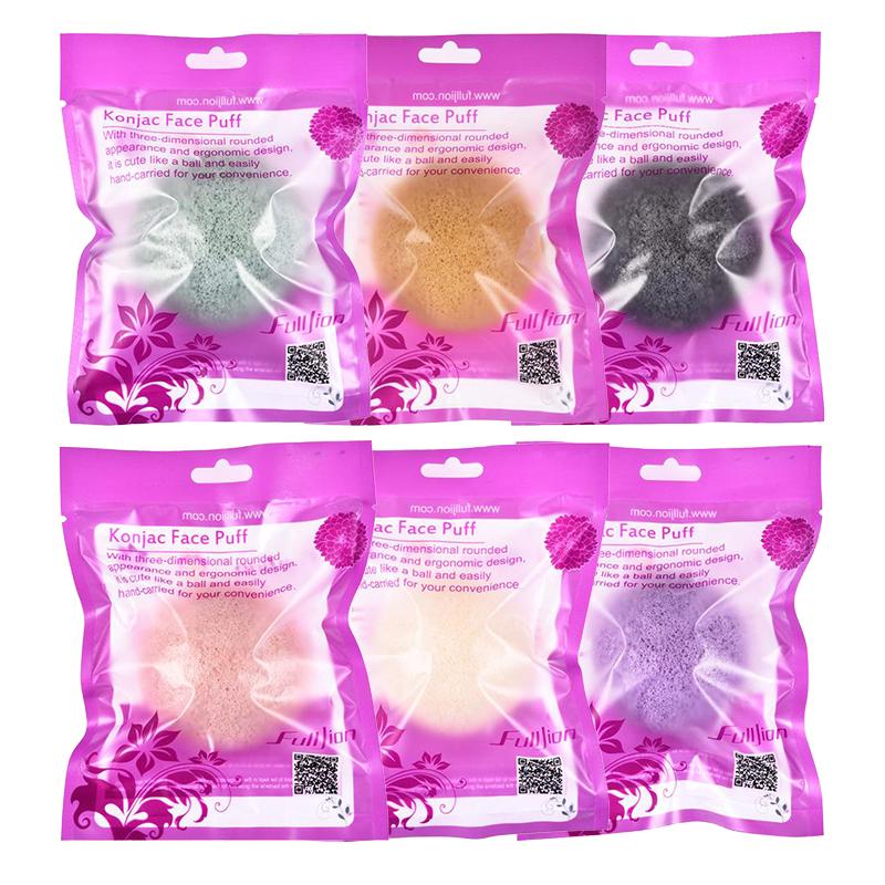 1PCS 6 Natural Colors Konjac Sponge Cosmetic Puff Sponge Face Cleaning Wash Care Powder Makeup Tools