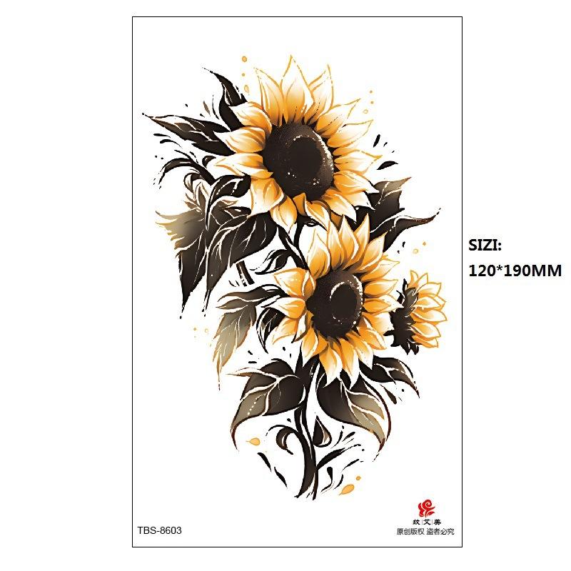Black Butterfly Owl Sunflower Set Water Transfer Simulation Temporary Tattoo Sticker