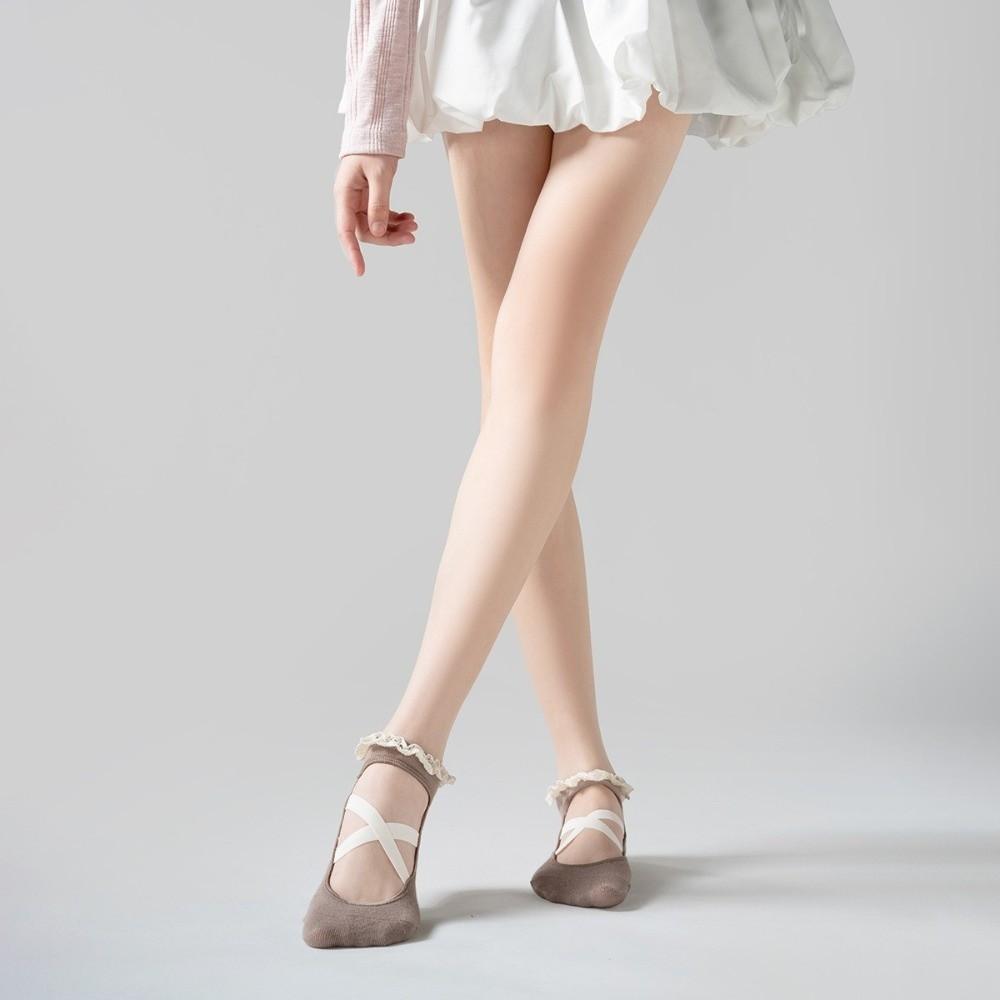 Lace Trim Bias-cut Ankle Socks Cross Strap Pilates Socks New Grip Socks  Pilates Training