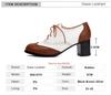 Fashion 2025 New Pump Women Pumps Round Toe Height Heels Platform Brogue Student Carved Retro Lace-Up Classic Spring Silver Black Brown