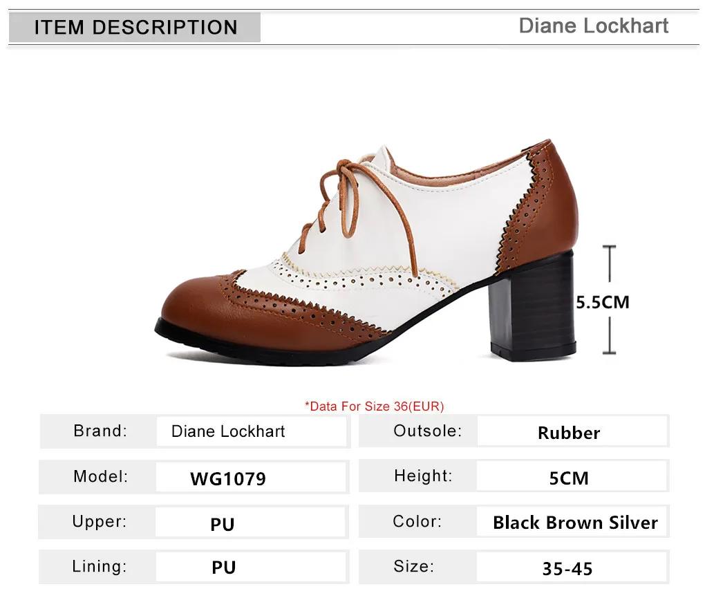 Fashion 2025 New Pump Women Pumps Round Toe Height Heels Platform Brogue Student Carved Retro Lace-Up Classic Spring Silver Black Brown