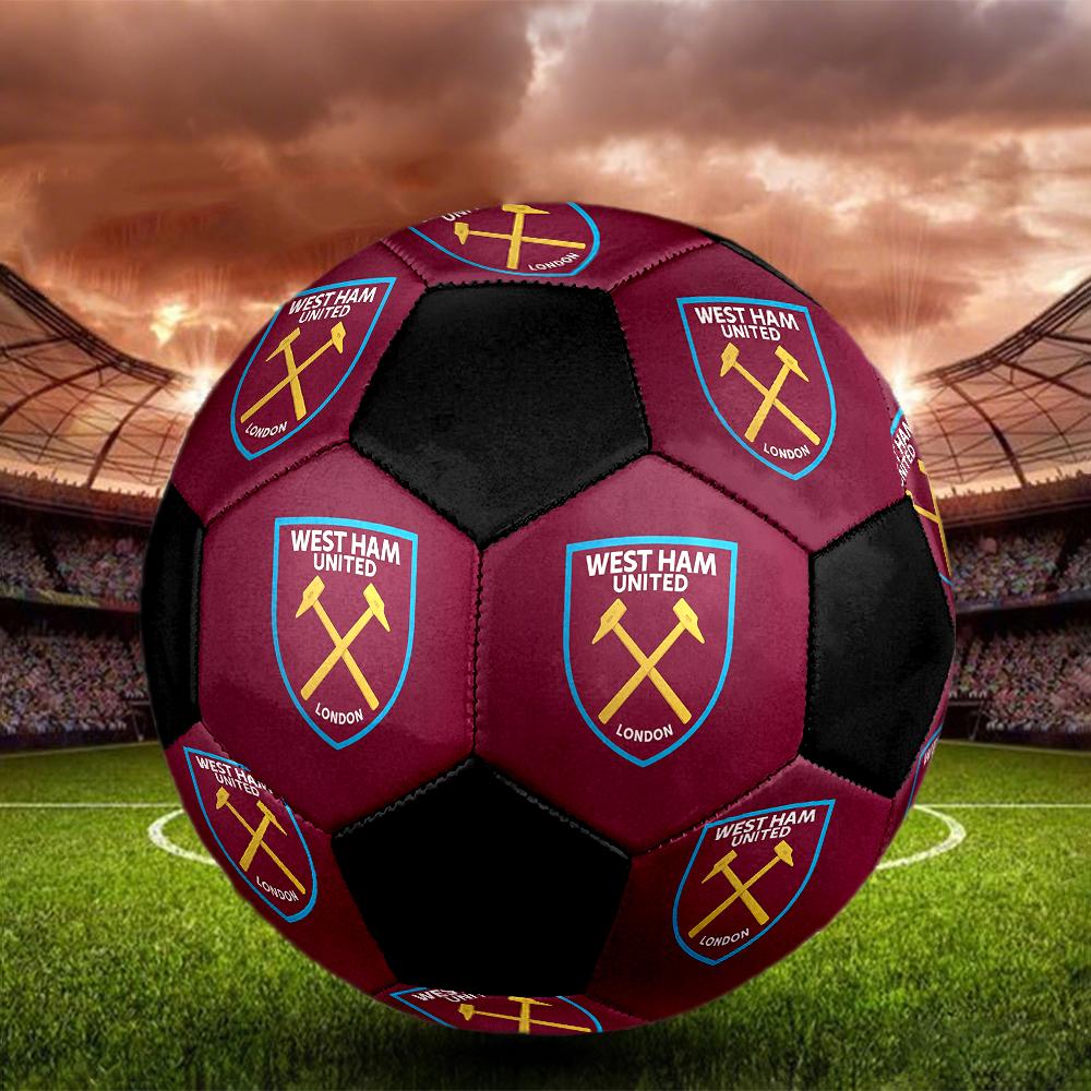 SIZE 5 West Ham United FC Soccer Ball Colorful All Ages Machine Stitched PVC Competition Ready Durable High-Bounce