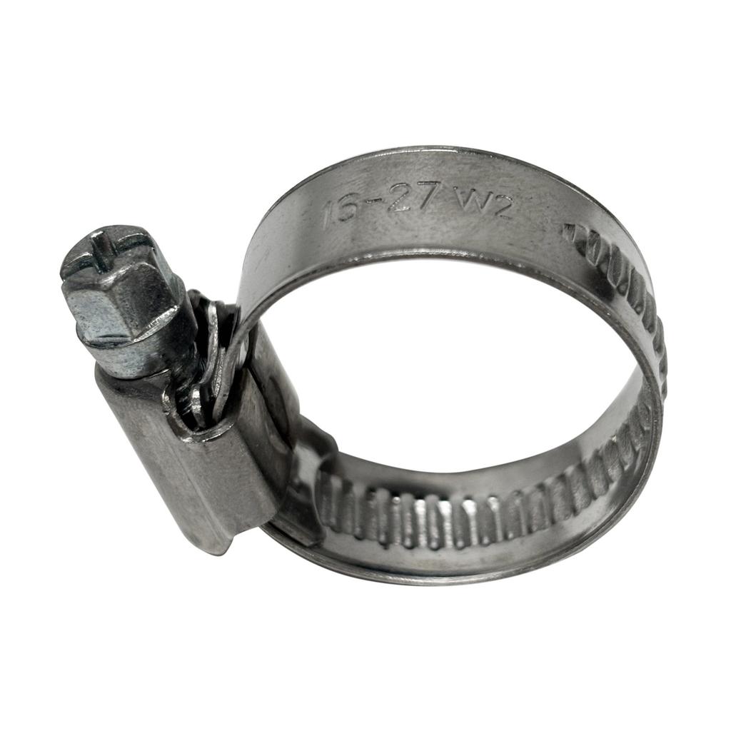 Set of W2 worm clamps Ø16-27 mm, width 12 mm 10 pcs - stainless steel