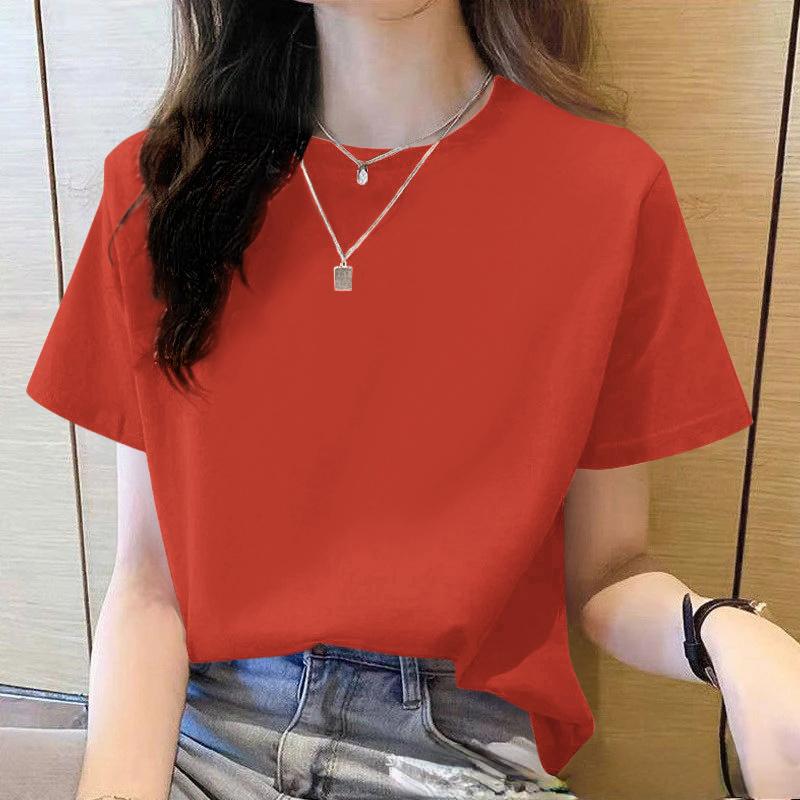 2025Summer Loose Women's T-Shirt High Quality O Neck Solid Color Short Sleeve Women's Business Wear Short Sleeve T-Shirt CCXX178