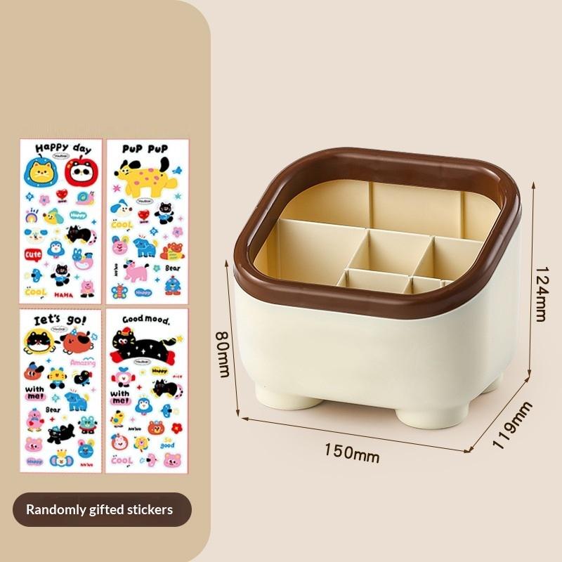 Creative Cartoon Desktop Storage Box Multi Functional Dustproof Space Saving For Student Desk Office