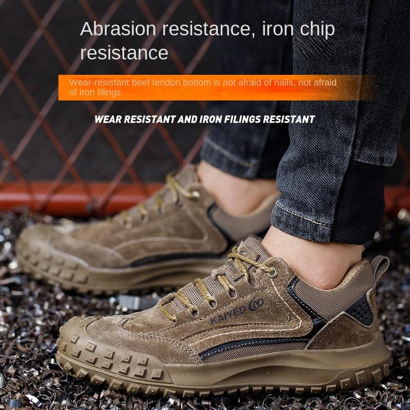 Labor Insurance Shoes Men's Anti-smashing, Anti-piercing, Wear-resistant Soft-soled Steel Bag Head, Breathable Leather Anti-scalding Work Shoes