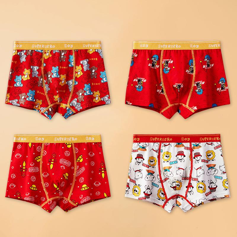 Year of the Horse Boys' Red Cotton Boxer Briefs - Medium & Large