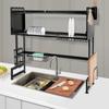 85x30x80cm 2 Tiers Large Capacity Dish Drain Rack with Cabinet Door Suitable for Home, Coffee Shops