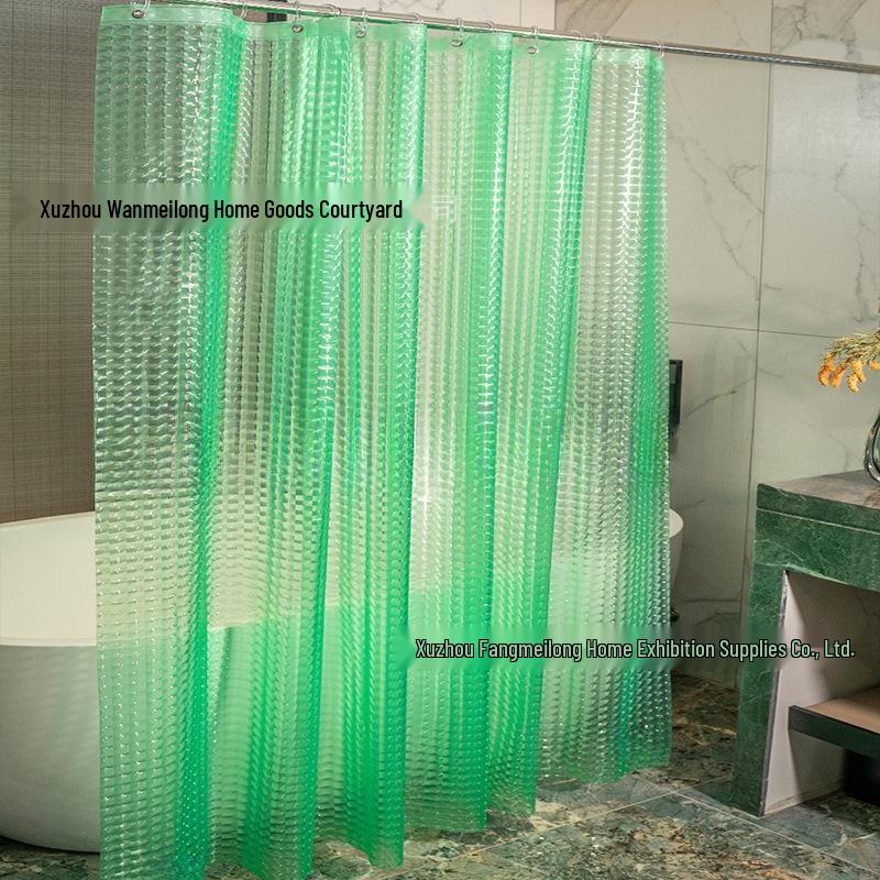 3D Water Cube Waterproof Mildew-Proof Bathroom Shower Curtain with Telescopic Rod