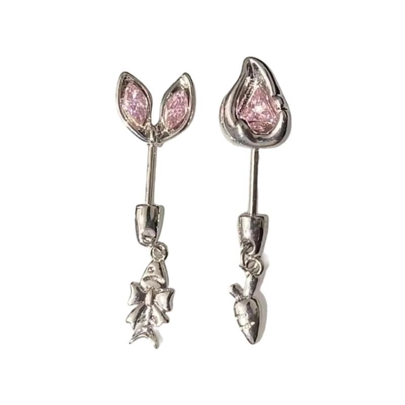 A52E Elegant Rabbit Fish Ear Accessories Crystal Accented Sturdy Alloy Materials CN