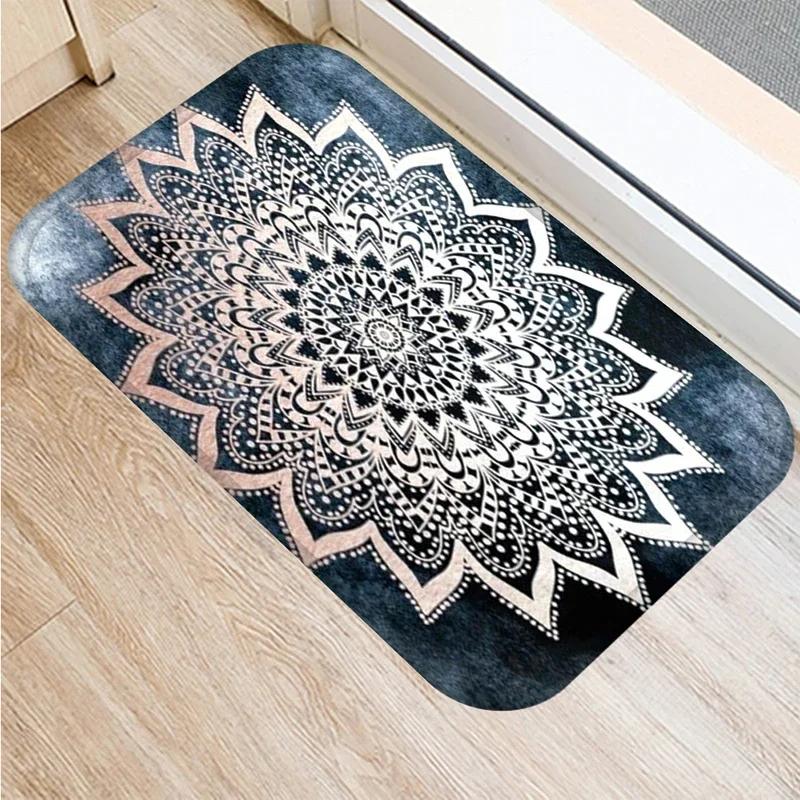 Mandala-Druckserie Fußmatte Schlafzimmer Eingang Fußmatte Heimdekoration Wohnzimmer Willkommens-Fußmatte Rutschfeste Küchenbodenmatten