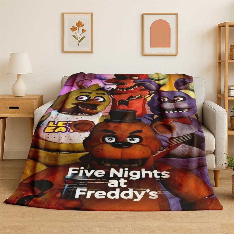 Classic F-FNAF Horror Game Freddy Flannel Blanket Soft Warm Throw Blanket for Bedroom Living Room Bed Travel Camping Picnic