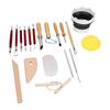 19 Pcs Pottery Tools Kit with Wooden Handle Stainless Steel Clay Sculpting Tools for Ceramics Carving Shaping Detailing