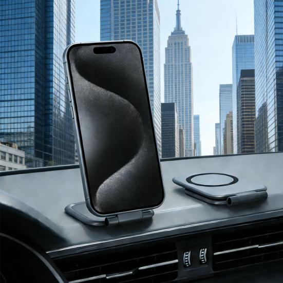 Portable Magnetic Phone Holder Adhesive Ultra-Thin Foldable Cell Phone Mount Shockproof Universal Car Dashboard Mobile Phone Holder