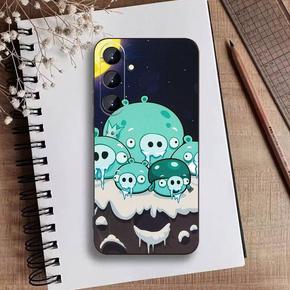 W-Angry Birds Phone Case For Samsung Galaxy A73,A21s,A22,A31,A52,A53,A71,A41Soft Black Shell Samsung a50 30s 50s