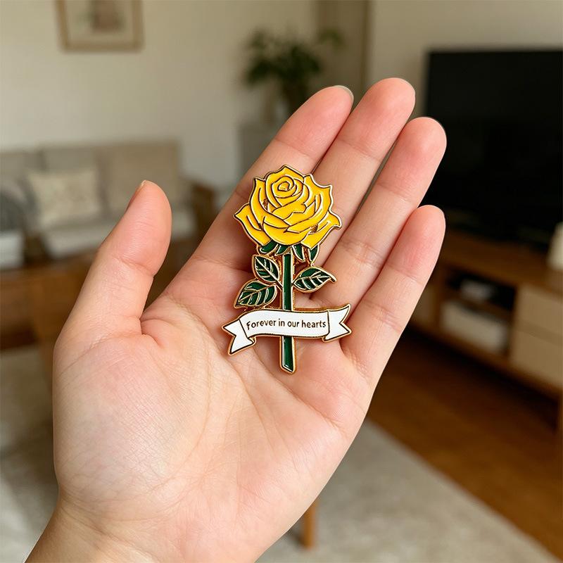 Commemorative Brooch Enamel Pin Commemorative Jewelry European and American Style Flower Badge Gift Commemorative