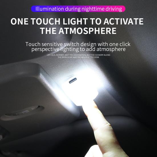 Auto LED světlo 7 barev měnící voděodolné proti poškrábání Mini velikost dobíjecí, dotykové ovládání, automatické vnitřní LED světlo