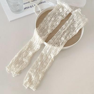 Sommer Lange Fingerlose Handschuhe Frauen Sonnenschutz Ärmel Handschuhe Dame Dünne Spitze Mesh Armmanschette Sonnenschutz UV Atmungsaktive Fäustlinge