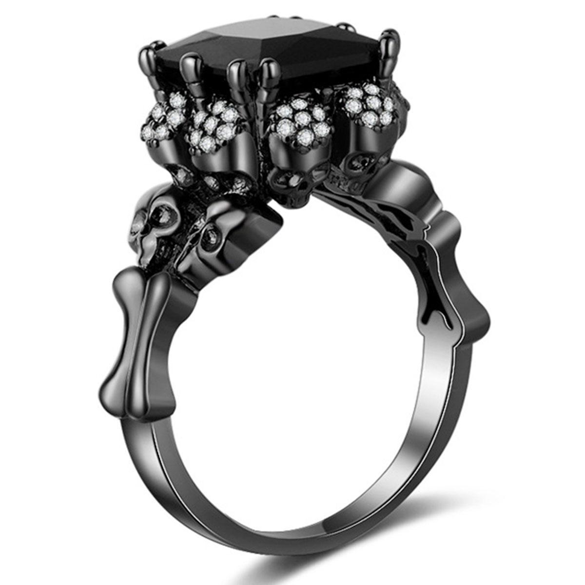 

Готическое кольцо с черепом медного цвета Свадебное и для помолвки Кристалл Хэллоуин Рождественские подарки Кольцо 10 чёрный