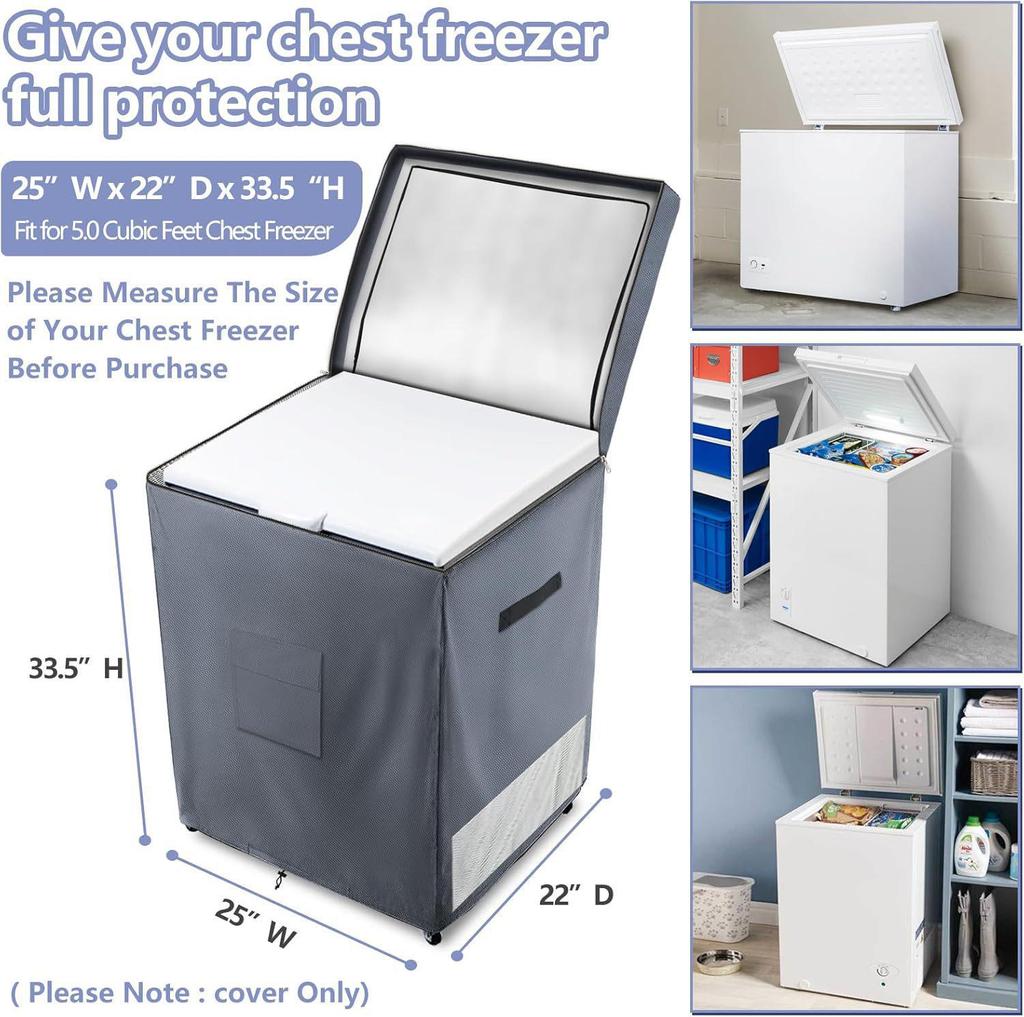Funda Resistente al Agua 210D para Congelador Exterior, 7.0 Pies Cúbicos con Cremallera Superior