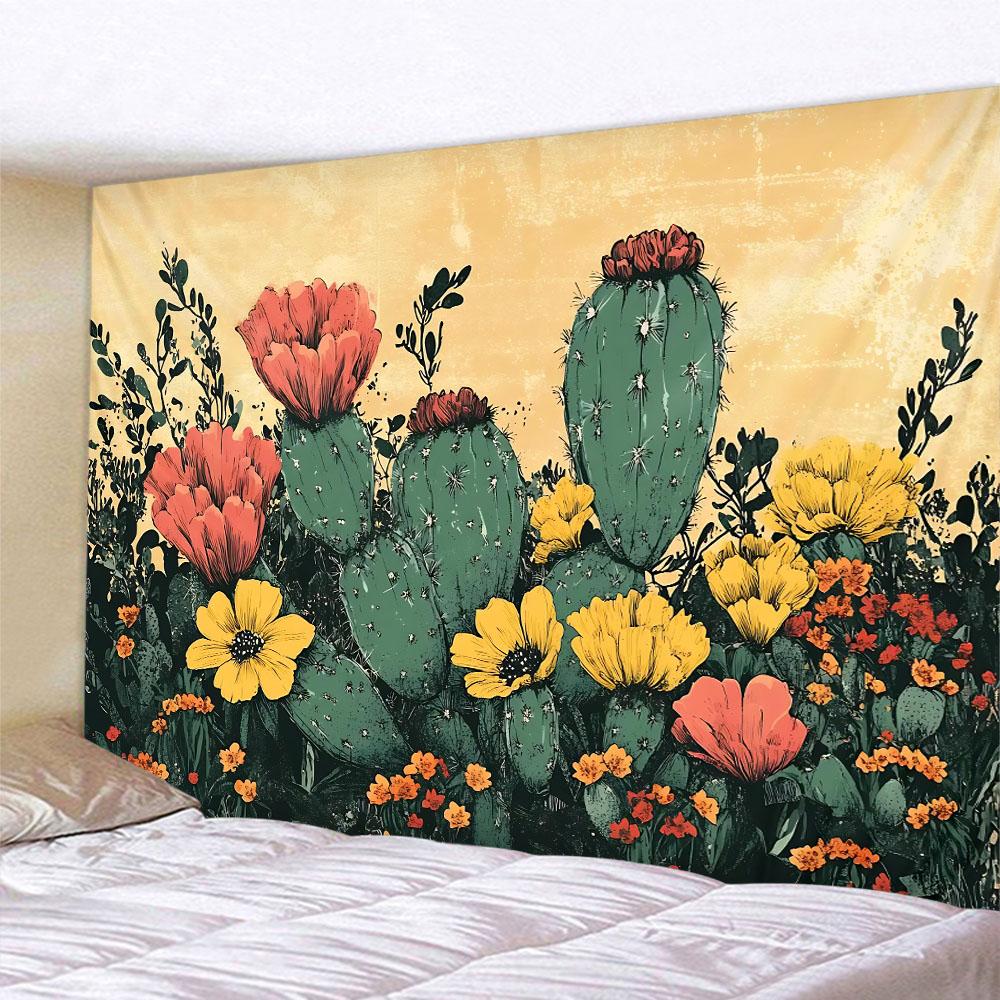 Tropical Plant Tapestry Cactus Wall Hanging Painting Nordic Style Bedroom Fabric Background Decoration Home Sofa Mat Bed Sheet