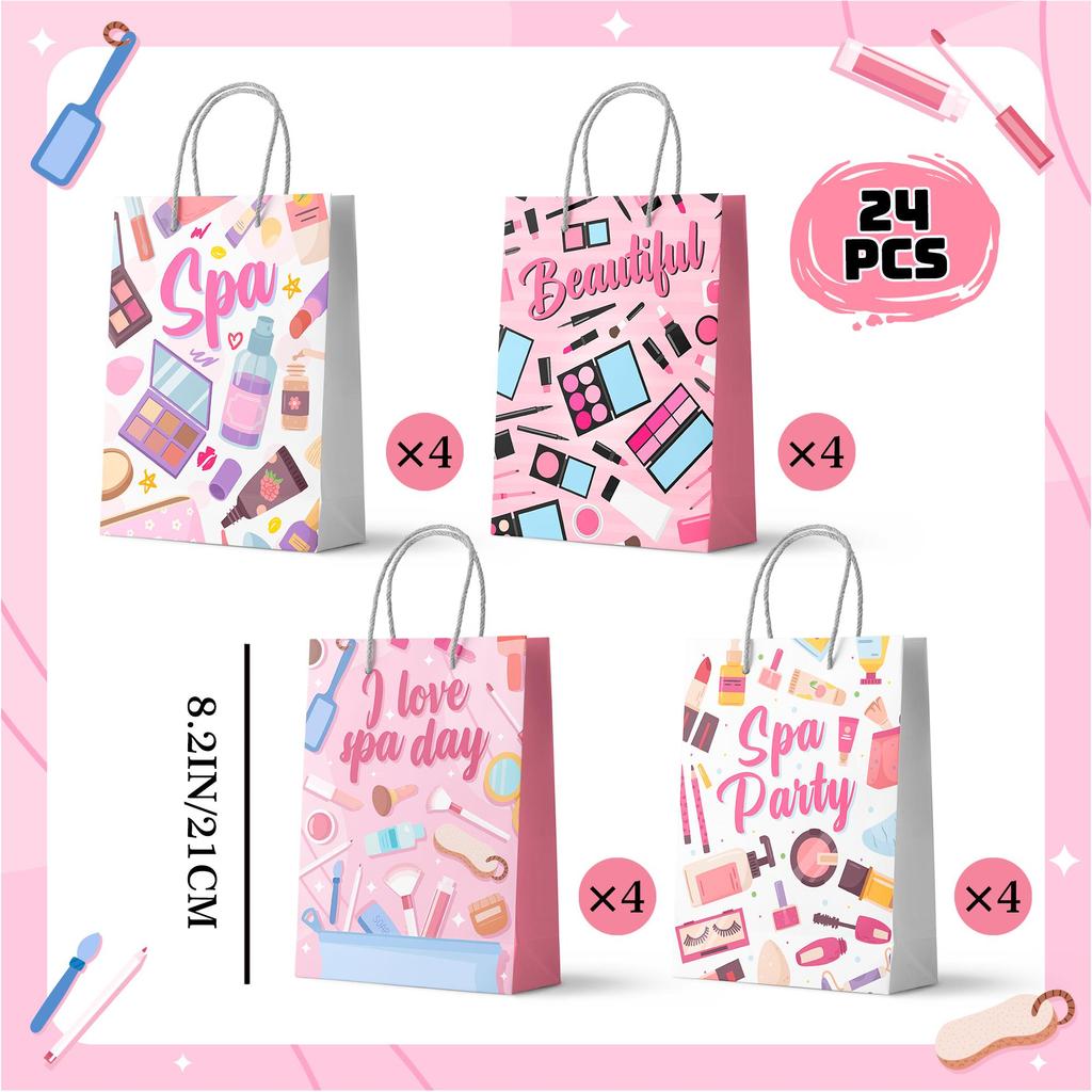 Spa Party Geschenktüten, 24 Stück Spa Party Geschenktüten Spa Party Goodie Bags Spa Party Tüten für Make-up Party Dekorationen Spa Themenparty Tüten
