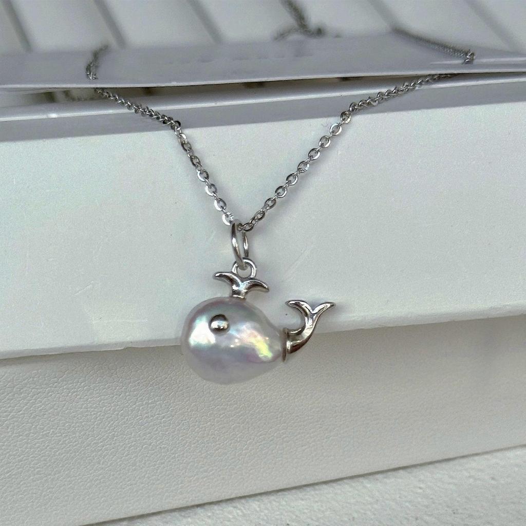 Unique Whale Inspire Alloy Necklace Featuring Elegant Designs Suitable for Parties Supplies Dates or Everyday Use Silver