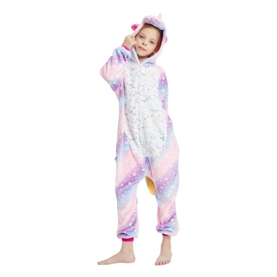 

Фланелевый комбинезон для отдыха с эксклюзивной шапочкой в виде животного, яркая цветная пижама с длинным рукавом и звездным узором в мультяшном стиле, повседневная одежда для отдыха для детей S