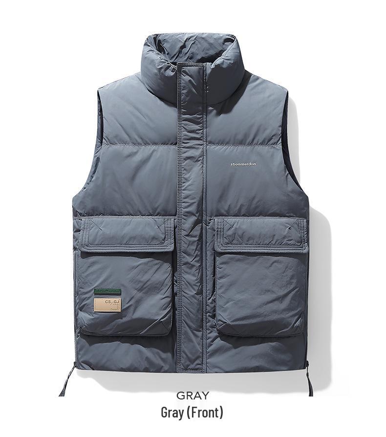 Herren Outdoor Ärmellose Stehkragen Daunenweste - Winter Warm, Lässige Sportjacke