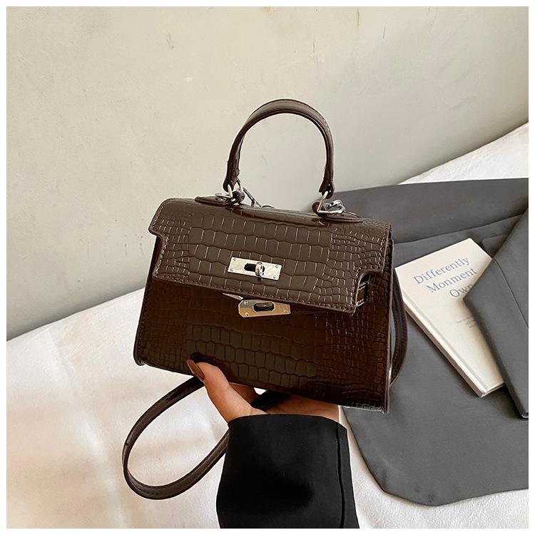 High-end Light Luxury Handbag Women's 2025 New Fashion Stone Pattern Kelly Bag Commuter Shoulder Crossbody Bag