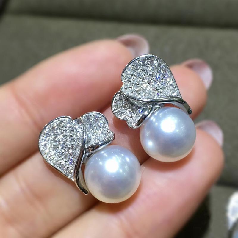Huitan Bling Bling Imitation Pearl Stud Earrings Women Fashion Design Temperament Ear Accessories Wedding Party Female