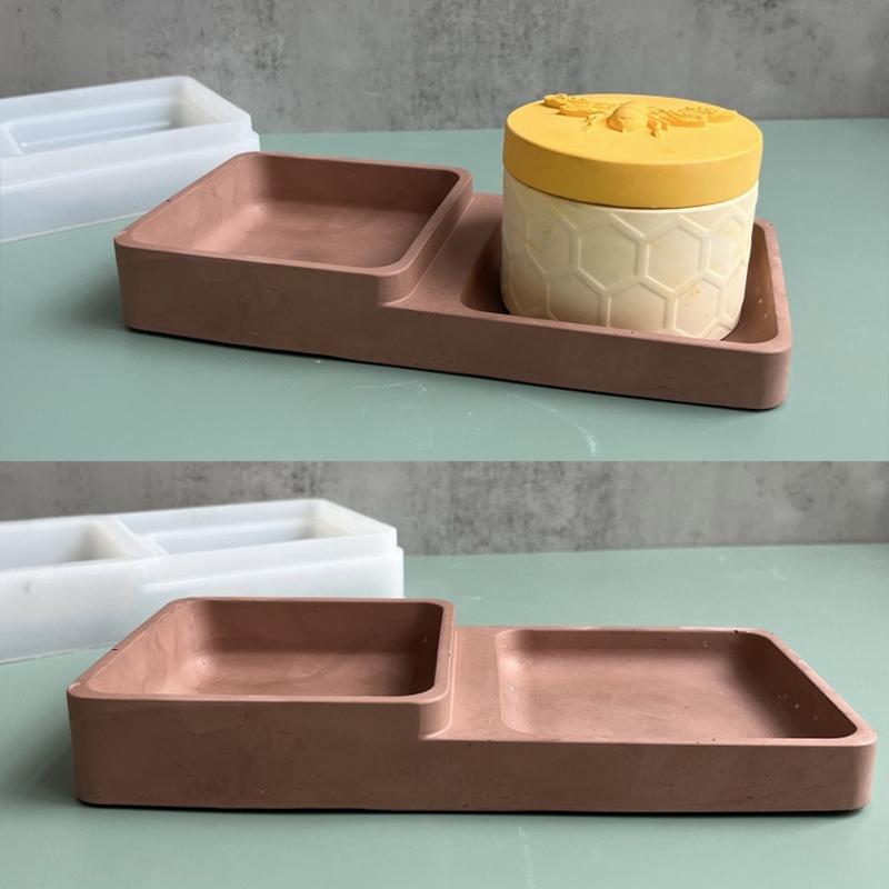Storage Box Mold Resin Silicone Mold Diy Crystal Glue Double Square Storage Tray Mold for Making Fruit Storage Plate