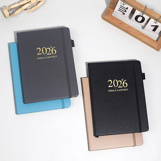 2026 Planner A5 Notebook 144 Sheets Hardcover Daily Journal Calendar Multifunctional Work-Life Balance Schedule for Travel College Home