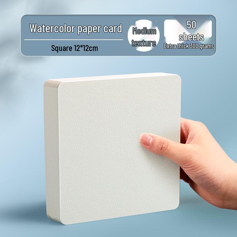 300g Watercolor Postcard Paper - Thick, Medium Rough Texture, Wood Pulp, Square, Blank Cardstock for Painting and Drawing