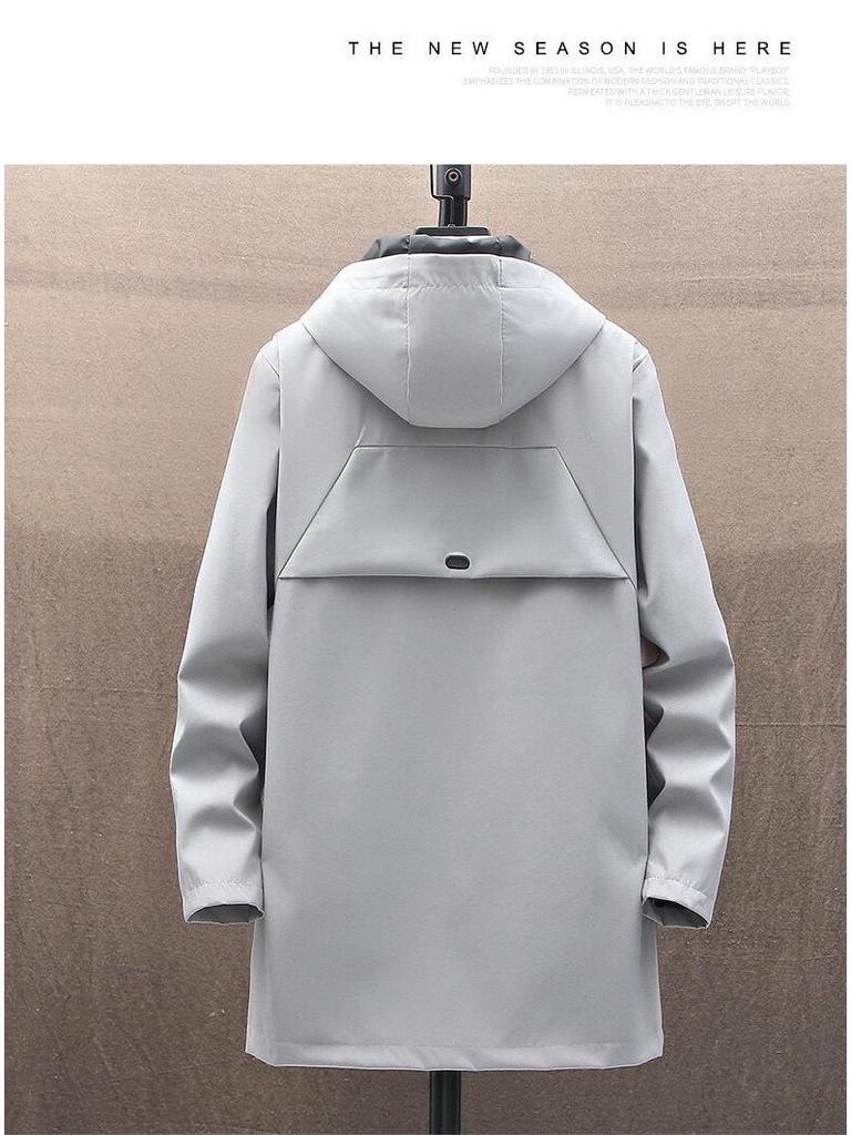 Men's Mid-Length Hooded Trench Coat - Autumn Casual Thin Design