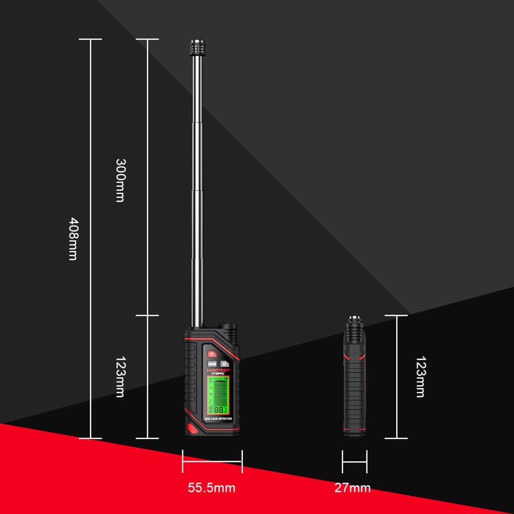 HT58PRO Gas Leak Detector Natural Gas Detector Sound & Light Alarm 0-9999ppm Portable Combustible Gas Detector Extendable Probe
