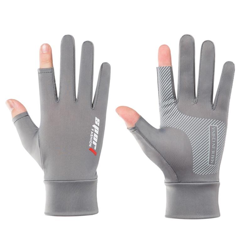 Cycling Fishing Gloves for Men Ice Silk Non-Slip Sun Protection Gloves Thin Anti-UV Outdoor Sports Motorcycle Gloves