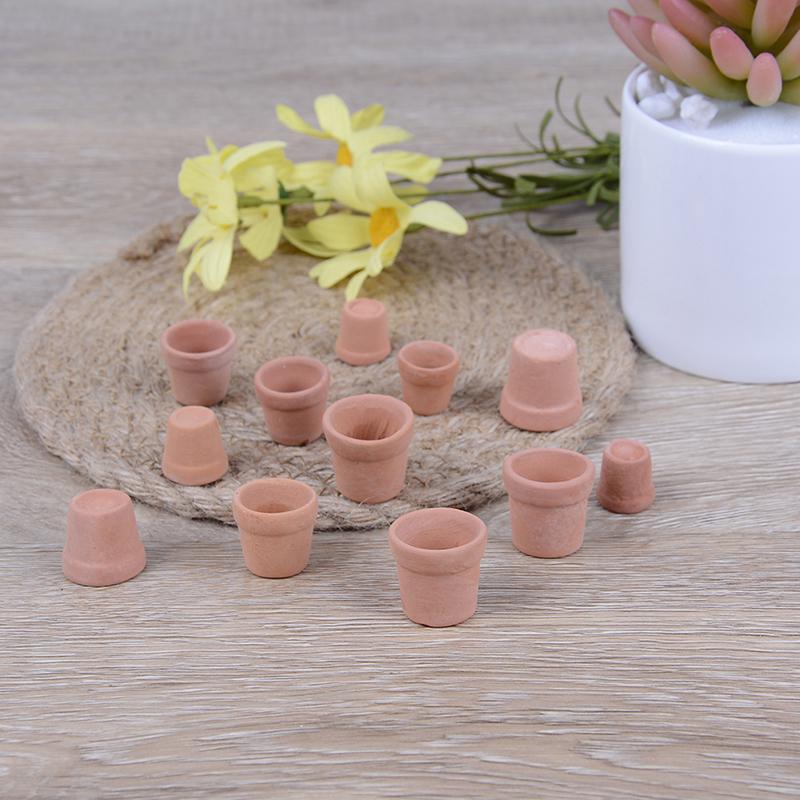 12 Pcs Dollhouse 1:12 Miniature Flower Pot Handmade Red Clay Pot Garden Home