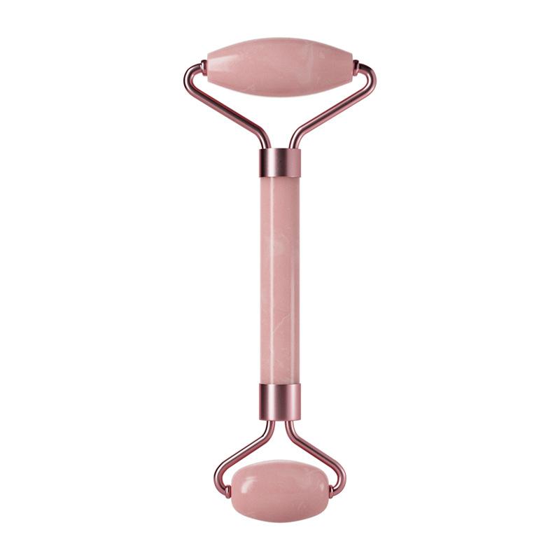 Dual Head Face Roller Pink Crystal Massager Beauty Tool for Wrinkle Reduction and Glowing Skin Complete Skincare Set