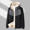 Winddichte, met fleece gevoerde jas voor heren, winter en herfst, met capuchon Warm ademend sweatshirt met sherpavoering en rits Comfortabele jassen met lange mouwen voor heren