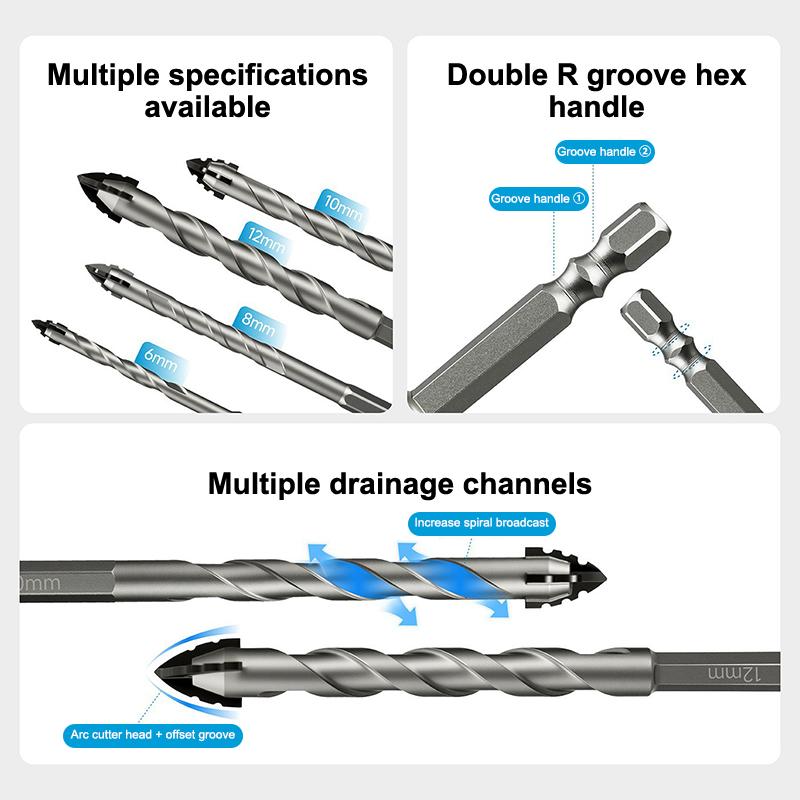 6Pcs Shark Tooth Drill Bits 5-12 Mm Carbide Drill Bits Suitable For Ceramic Tiles Concrete And Steel