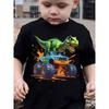 Boys Short Sleeve T-Shirt Summer Fashion with Dinosaur Truck Print Casual Outdoor
