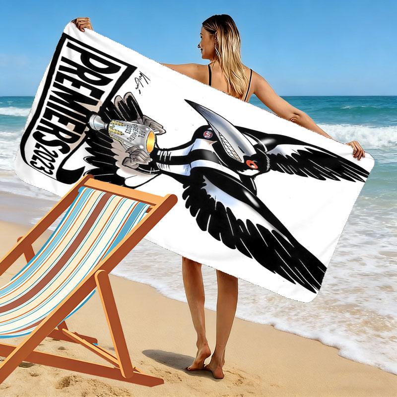 Magpies Forever Print Beach Towel, Large Soft Quick Dry Towel for Beach Camping Swimming